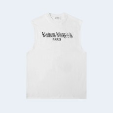 메종 마르지엘라 넘버 프린트 슬리브 탑 화이트